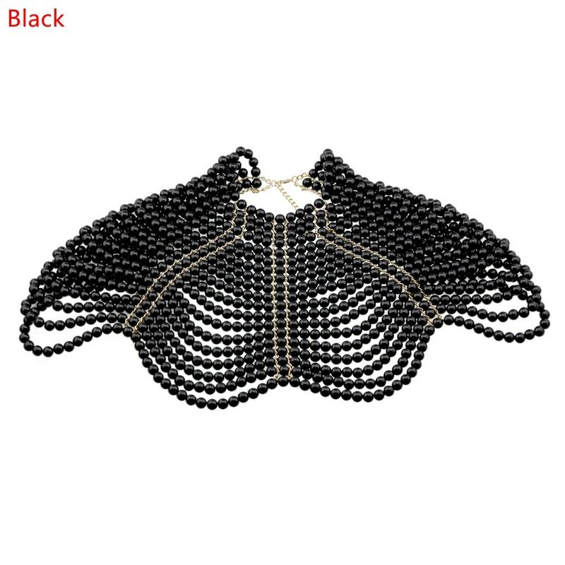 1Piece Imitation Pearl Shawl Necklace Ballroom Dance Necklace Body Chain For Party Wedding Banquet