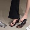 Summer New Brand Women's Slippers Fashionable Narrow Band Women's Elegant Sandals High Heel Outdoor Slideshow