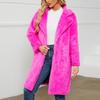 Women's Autumn And Winter Lapel Solid Color Cardigan Coat Plush Long Jacket Coat