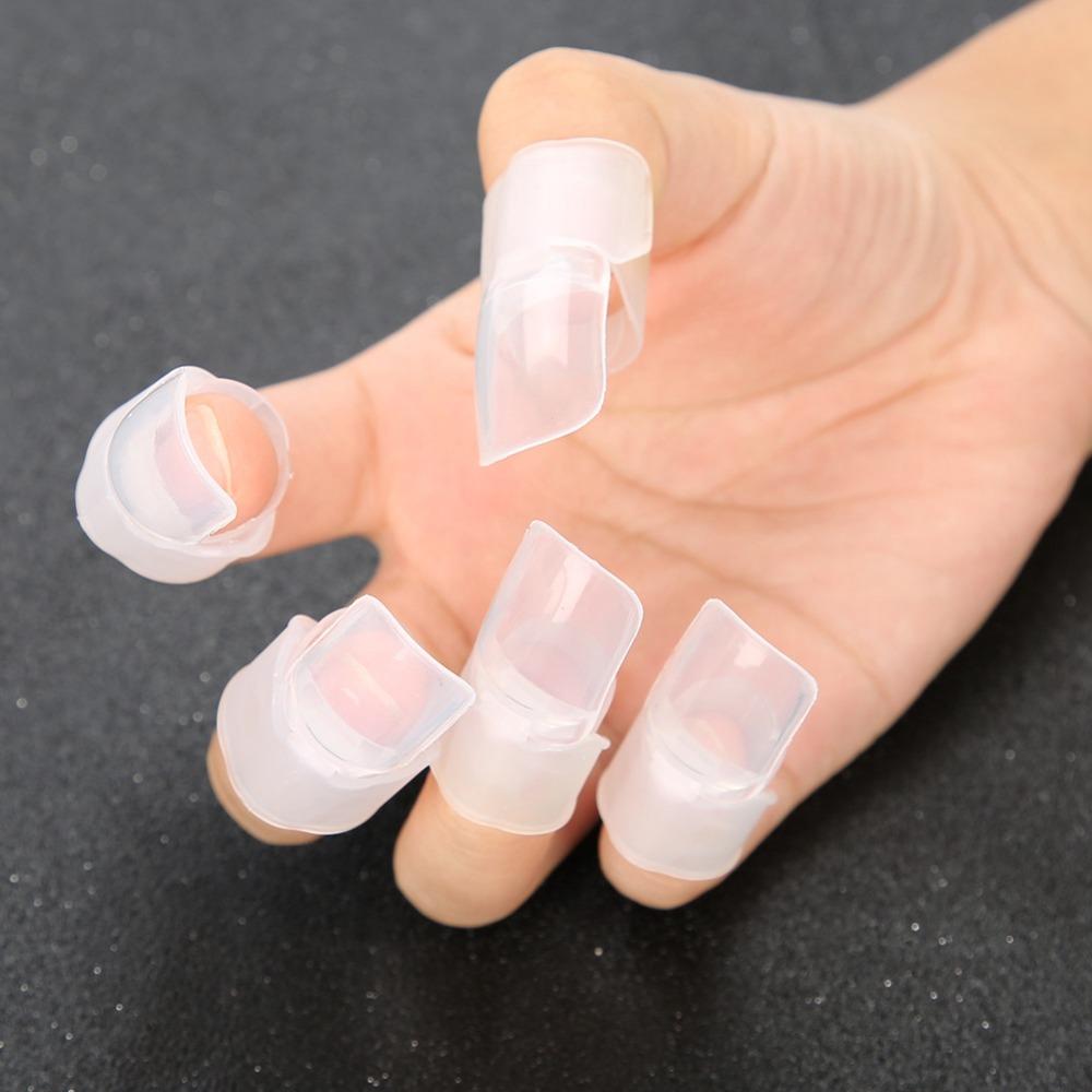 10PCS Soft Elastic Finger Nail Cover Flexible Nail Art Shield Nail Varnish Holder Home Use