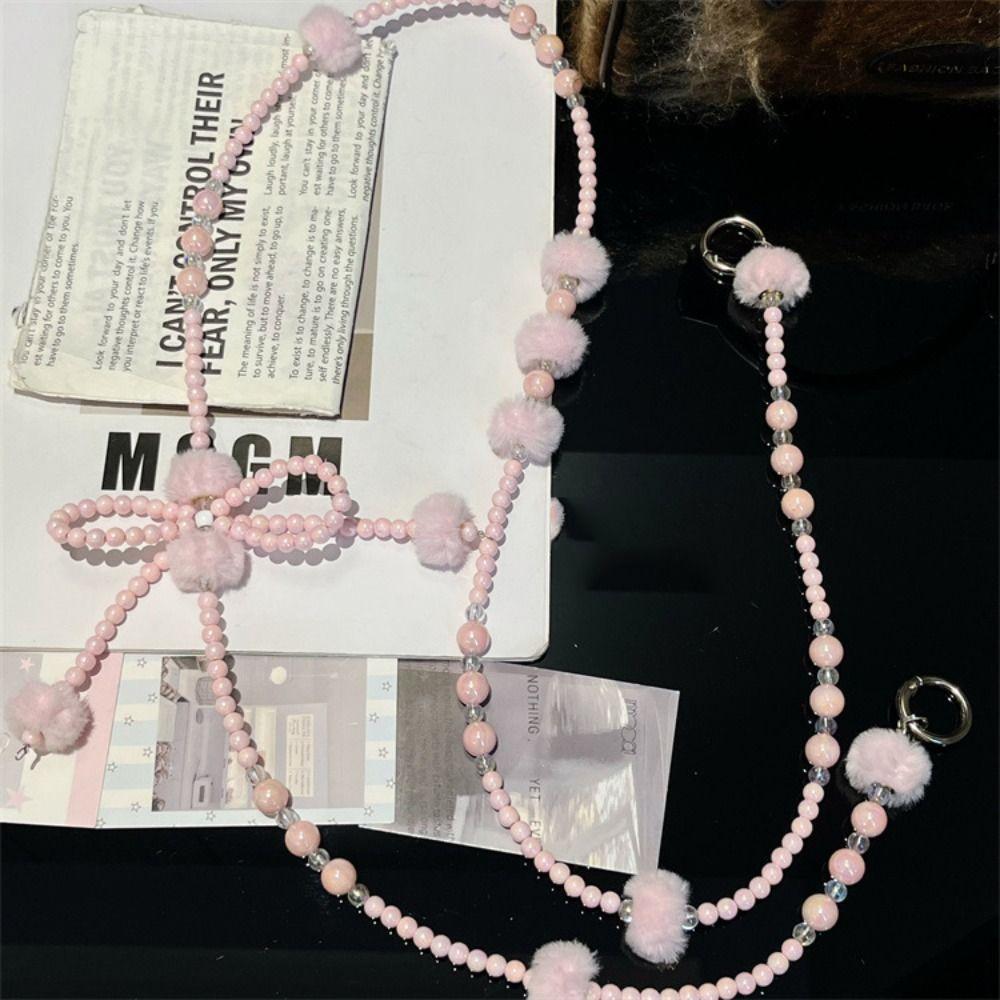 DIY Mobile Phone Lanyard Hairy Balls Phone Neck Straps Crossbody Phone Strap Lanyard Patch