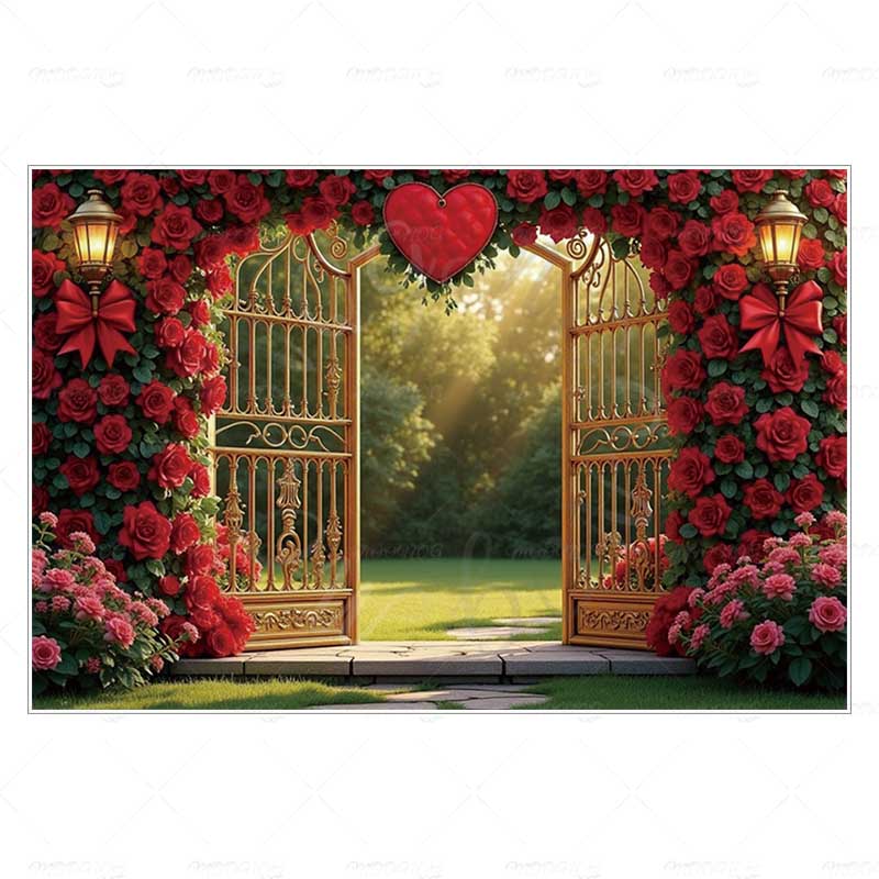 MOON.QG Valentine's Day Decoration Photo Background Candy Shop Teddy Bear Rose Soad Backdrops For Photography Studio Photozone