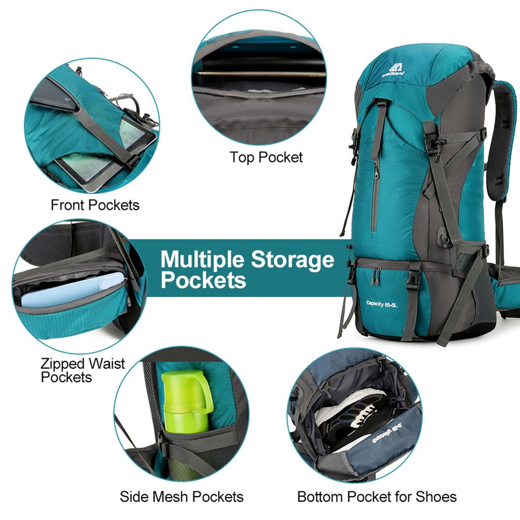 Hiking Backpack 70L Extra Large Backpack for 3-5 Days Water-resistant Climbing Camping Backpack