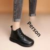 Vintage Genuine Leather Headlayer Cow Leather Fleece-Lined Flat Bottom Short Boots For Adults Retro Style Winter Season