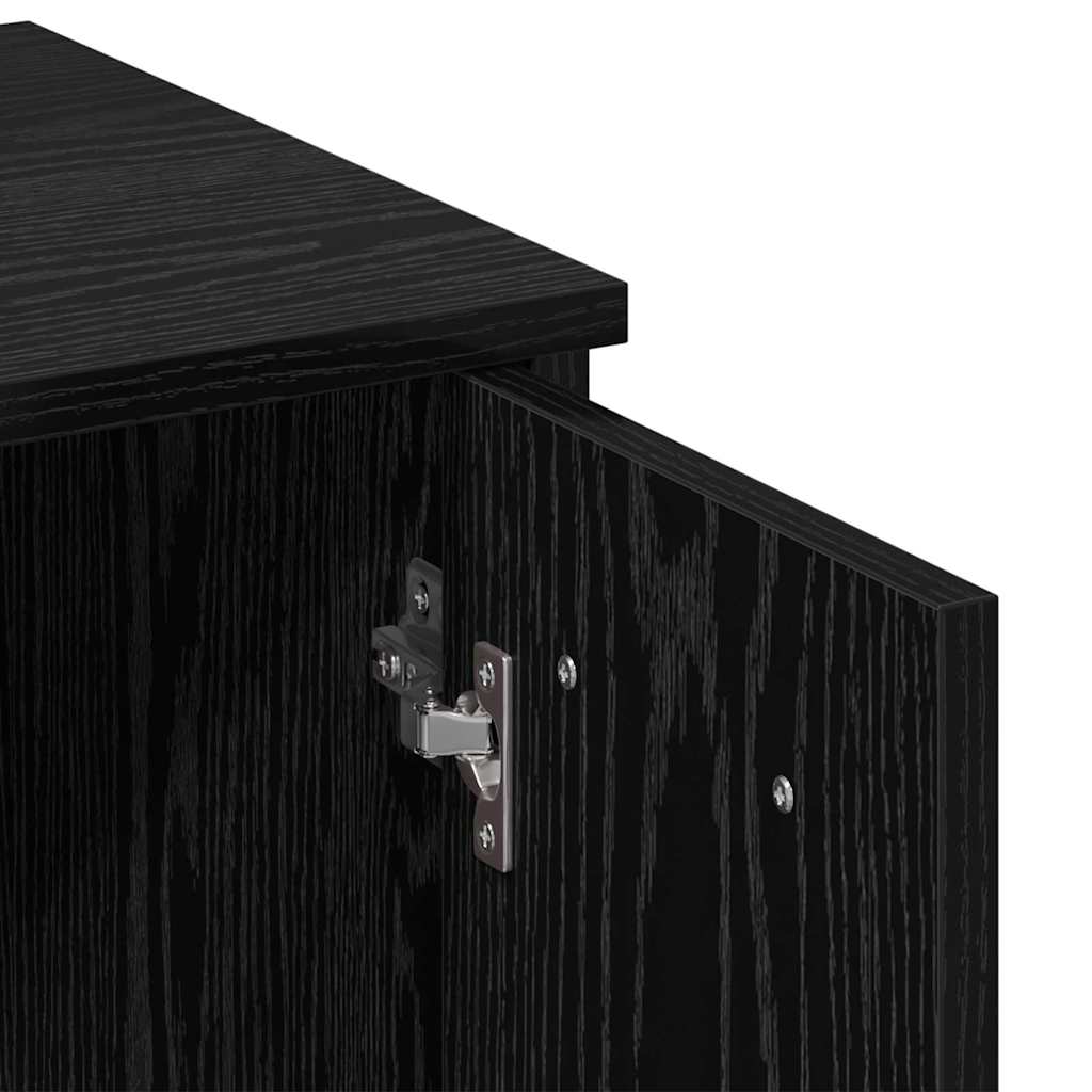 LED Vanity Table Set 2 pcs Black Oak Effect Particleboard