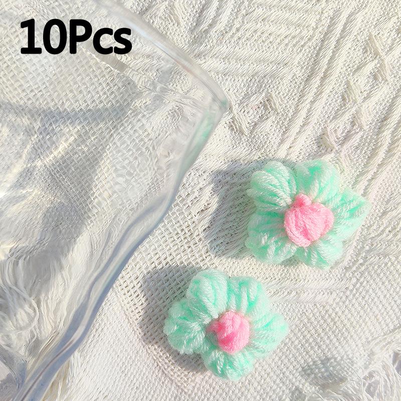 10 шт. вязаные цветы аппликация для одежды шляпа заколка для волос ручная вязка пуховый цветок своими руками нашивки декор швейные аксессуары