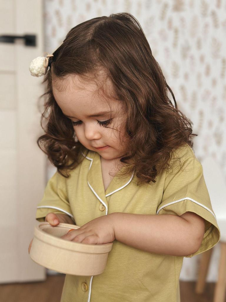 Комплект детской хлопковой пижамы в корейском стиле для всей семьи - Версия с коротким рукавом для девочек и мальчиков