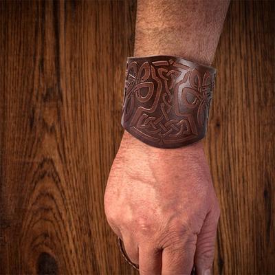 Браслет-манжета из искусственной кожи с тиснением Viking Mjolnir, браслет в стиле скандинавского ретро