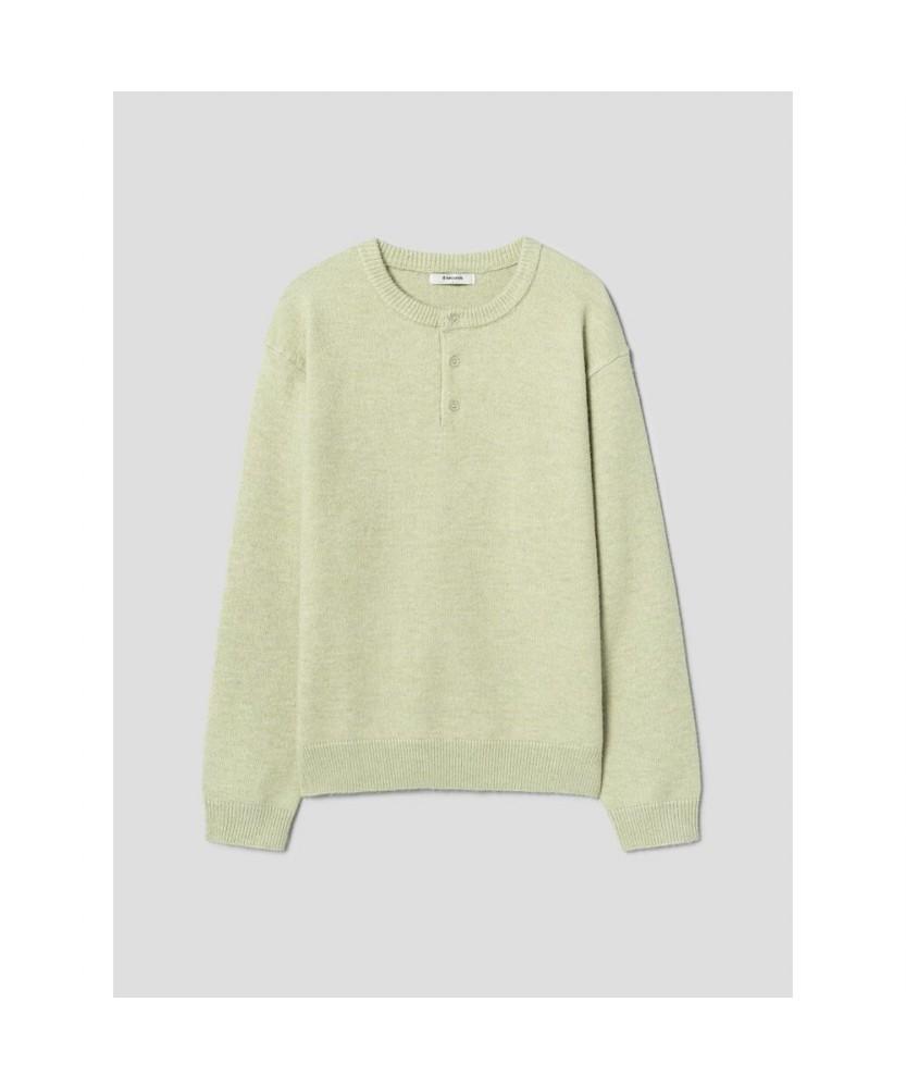 8SECONDS Wool Blend Henley Neck Knit Pullover Light Green