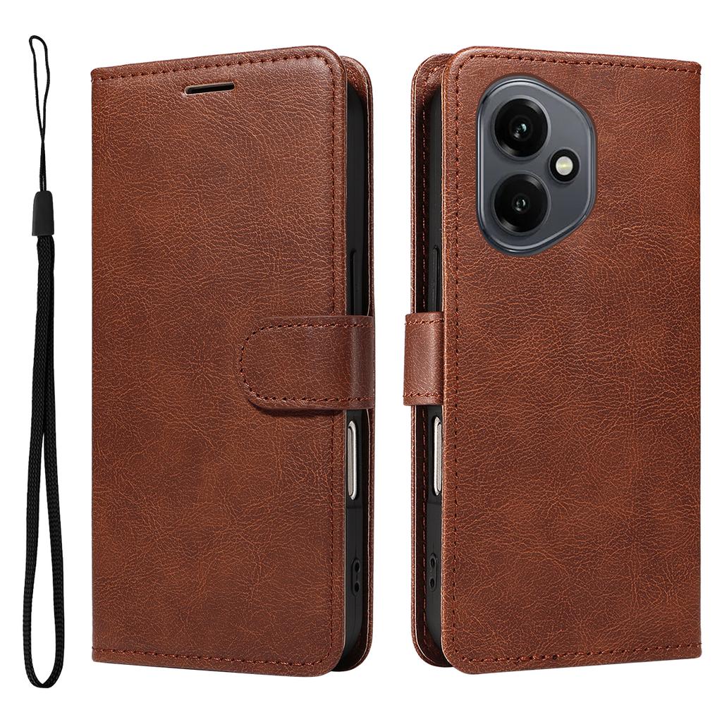 For Honor 400 5G (Глобальный) Кожаный чехол-кошелек с ремешком Однотонный чехол-подставка для телефона