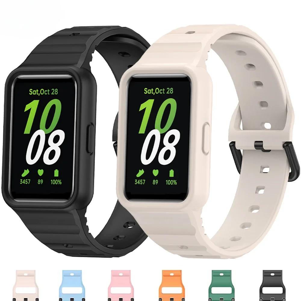 Silicone Strap+Case for Samsung Galaxy Fit 3 Smart Watch Replacement Bumper Shell Cover For Samsung Galaxy Fit3 band Accessories