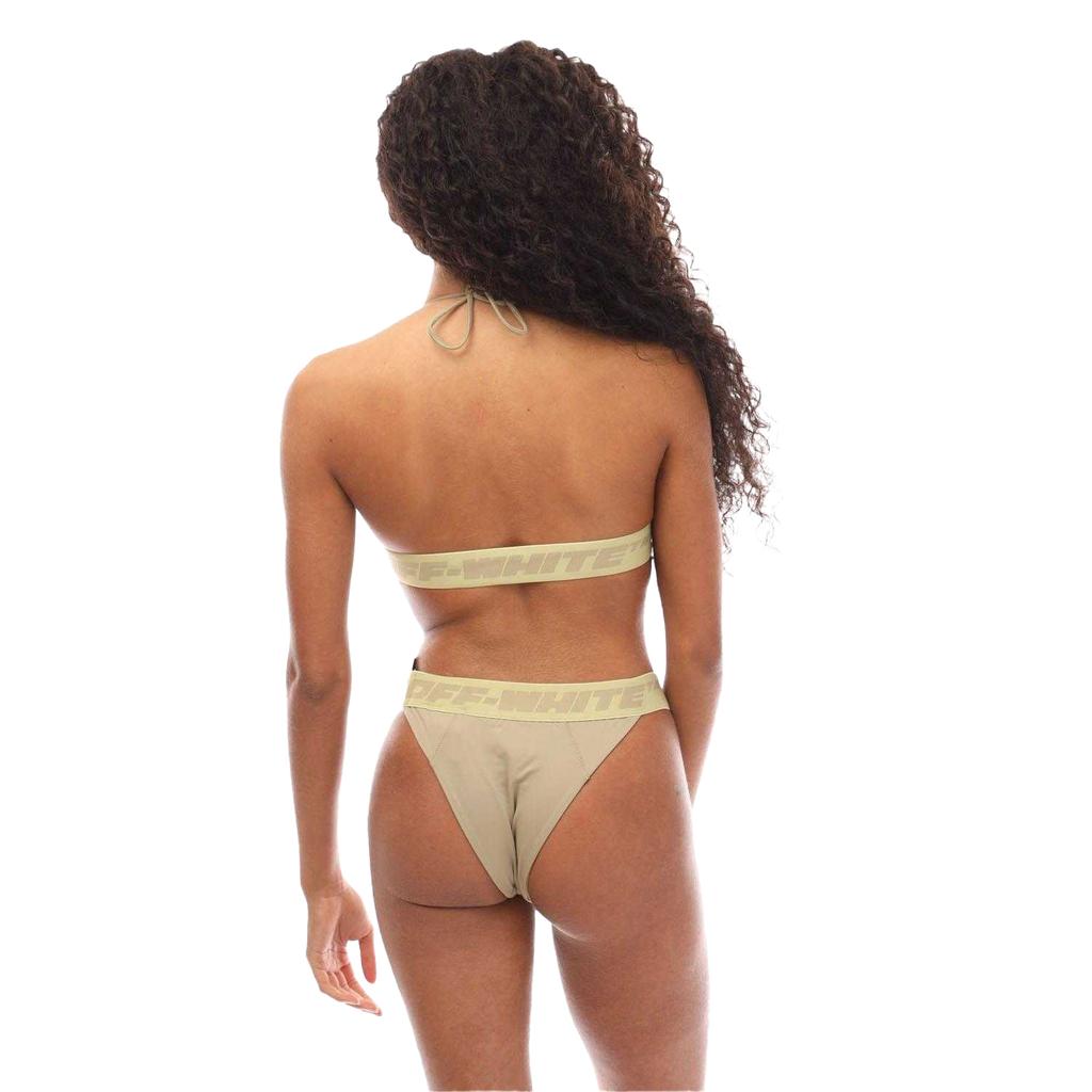 Белый женский/дамский комплект бикини с фирменной лентой с логотипом