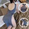 Women Nightdress Solid Color High Split Hollow Out Backless Qipao Style Cosplay Bodycon Halter Neck Night Dress for Wedding Night