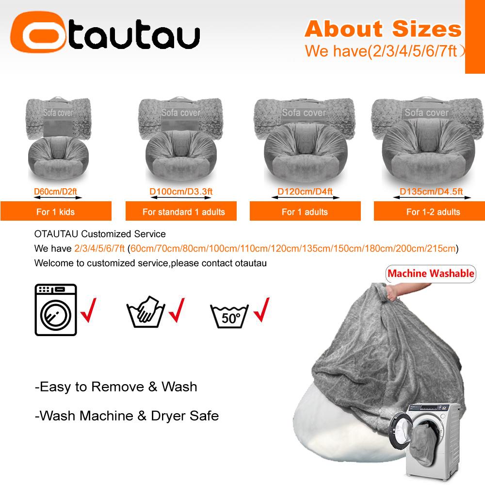 OTAUTAU Adults Children Fluffy Faux Fur Bean Bag Pouf Cover Without Filler Beanbag Puff Salon Ottoman Corner Seat Sac DD003
