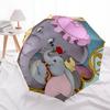 Dumbo, Mother-and-Baby Elephant Automatic Opening and Closing Umbrella - 8 Ribs Portable Folding Umbrella with Plastic Handle, Suitable for