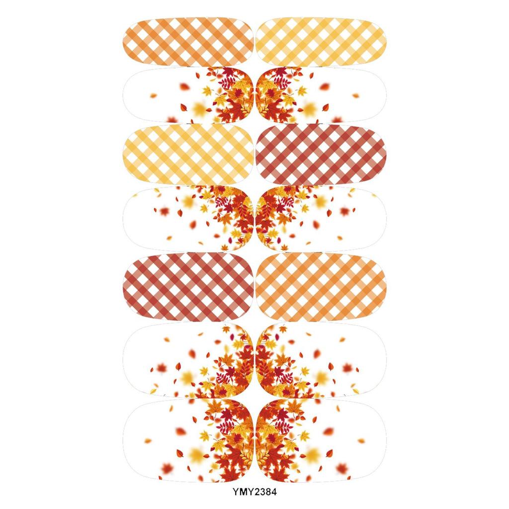 Autumn Maple Leaf & Plaid Waterproof Nail Art Stickers (YMY2380-2388)