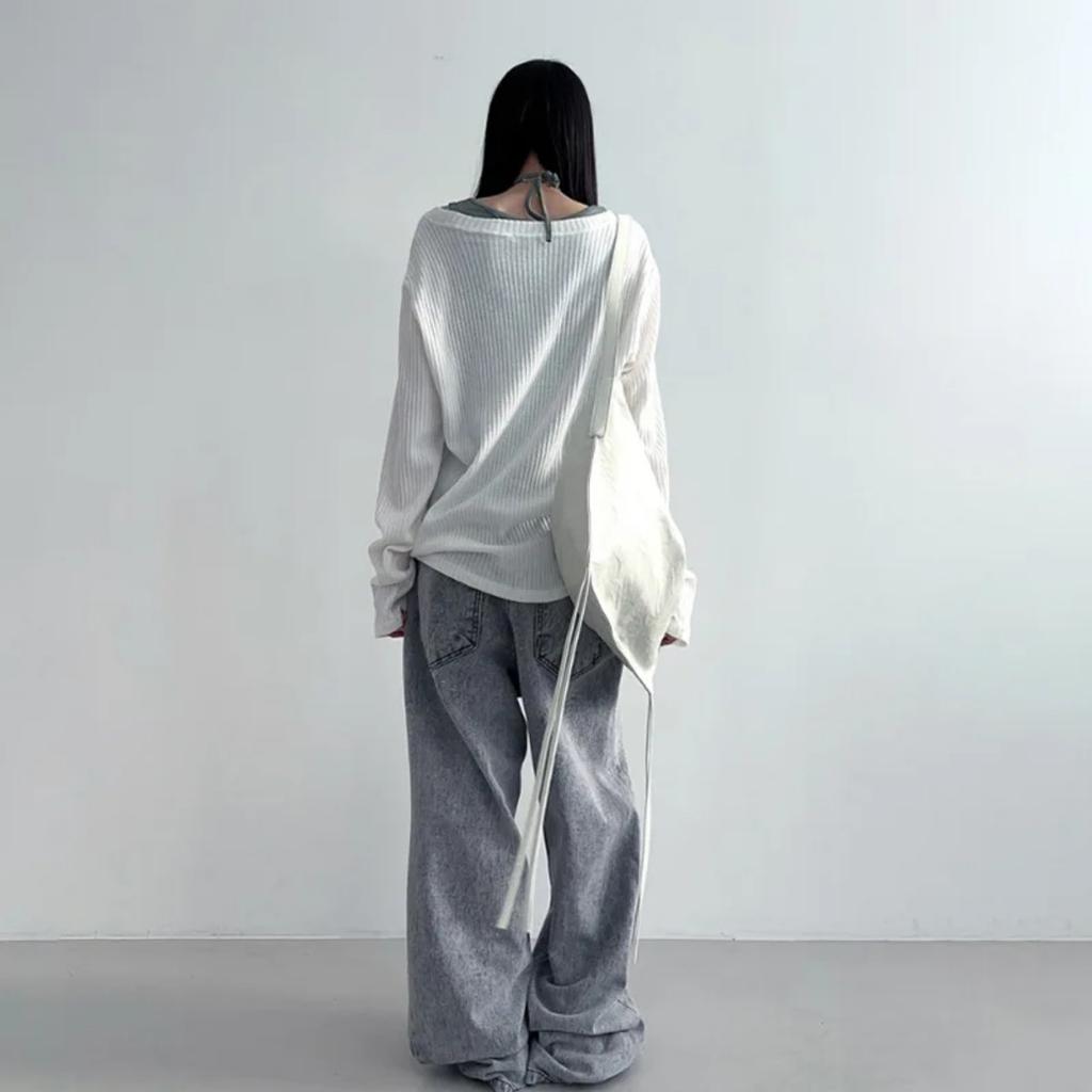 VAYLA Осень Харадзюку Женские футболки с принтом Винтажная уличная одежда Гранж Асимметричный воротник Топы Эстетика Y2k Свободные Повседневные Хип-хоп Винтажные топы