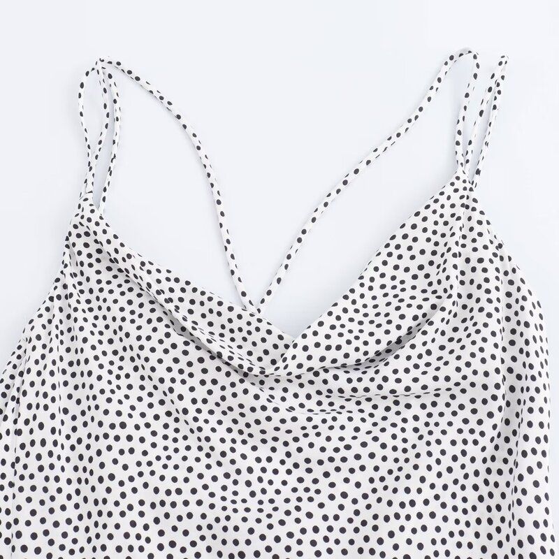 Fashion Style 2024 Autumn New Women's Sling Stylish Polka Dot Print Midi Skirt Dress 2587151