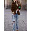 Spring Autumn Casual Fashion Solid Color Blazer Women All-match Buttons Coat Cardigan Suit Top