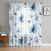 Watercolor Blue Flowers In Spring Tulle Curtains For Living Room Bedroom Voile Sheer Curtain Window Home Decor Drapes
