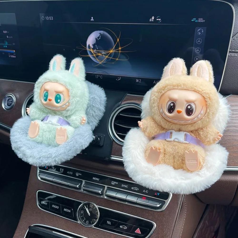 Для куклы Labubu Подставка для демонстрации Сиденье Поддержка Плюшевая игрушка мини Автомобильное кресло безопасности Порт автомобильного кондиционера Декоративные аксессуары