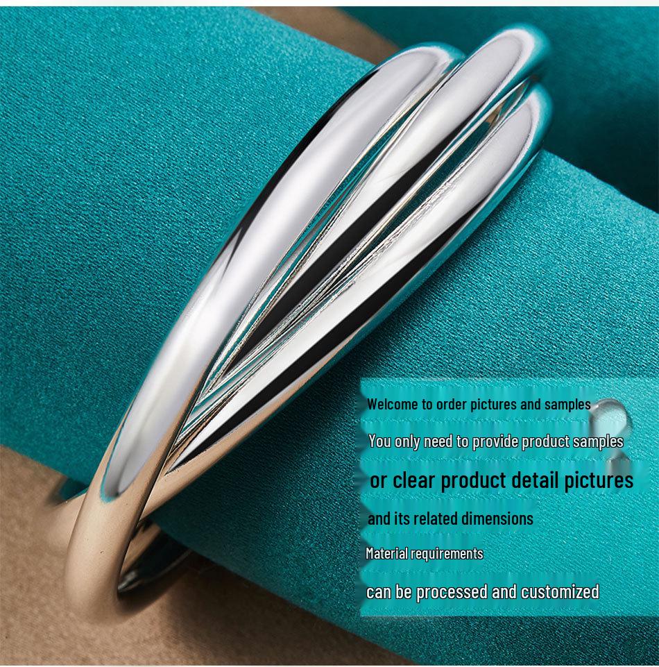 Женский серебряный браслет с тройным кругом: Ювелирные изделия из сплошных многокруговых элементов от West Lake Beauty