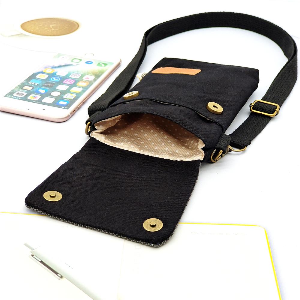 Однотонная холщовая сумка-кроссбоди для телефона - Женская наплечная сумка