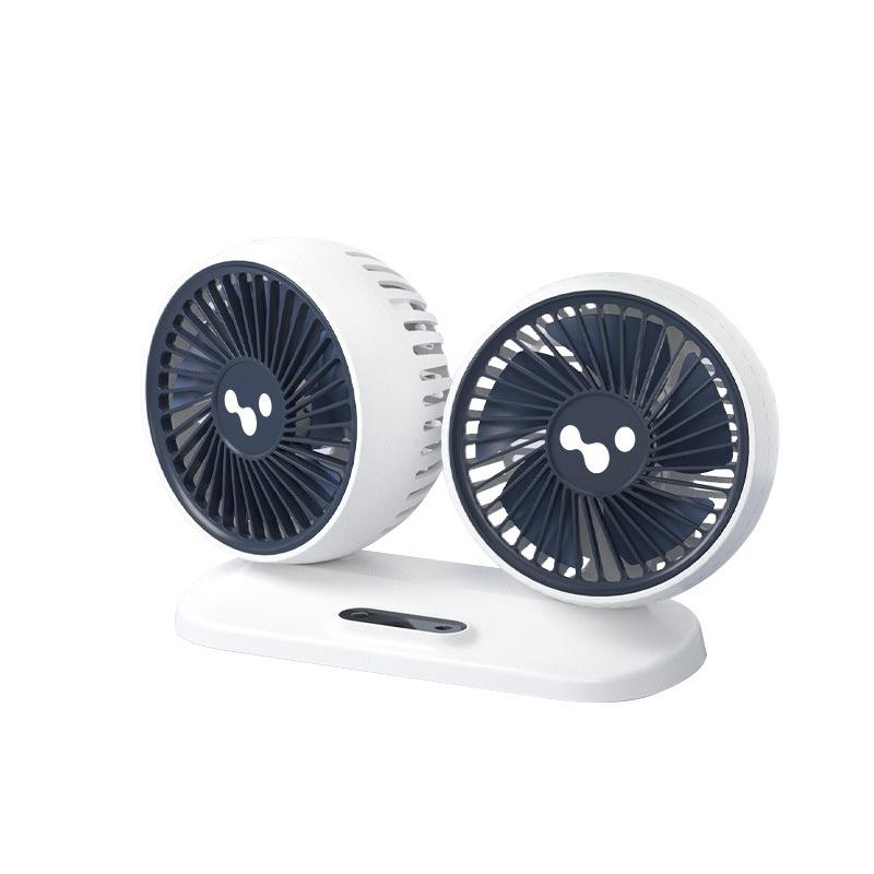 LEIBOO Car USB Fan Dual Head Cooling Air Fan Independent Switch 3-Speed 360 Degree Adjustable Auto Fan Car Electrical Appliances