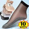 10Pairs Spring Summer Women Soft Socks Silk Socks Non-Slip Bottom Splice Transparent Ladies Ultrathin Breathable Sock