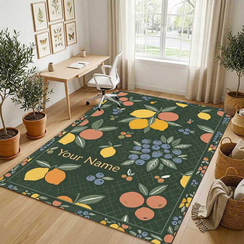 Frogs Theme Soft Crystal Velvet Rug Custom Name & Text Print Non Slip Floor Rug for Bedroom Living Room