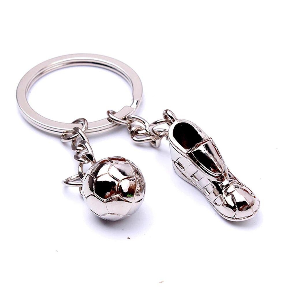 Steel Football Ball Sport Hanging Keychain Football Key Chain Metal Chain Soccer Shoes Key Rings