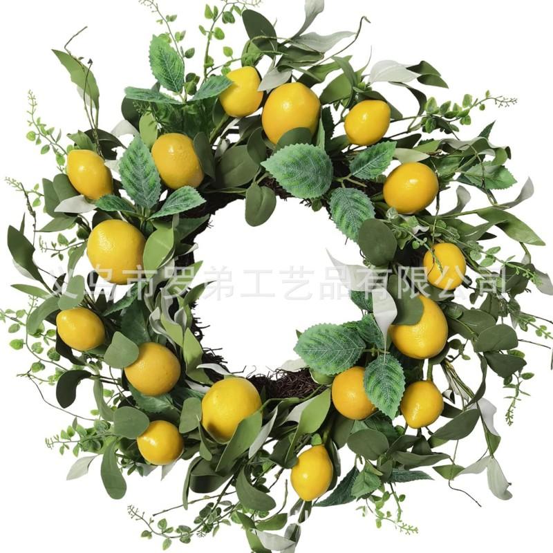 Artificial Lemon Peony Wreath Wall Hanging Decor Door Home Festival Party Decoration