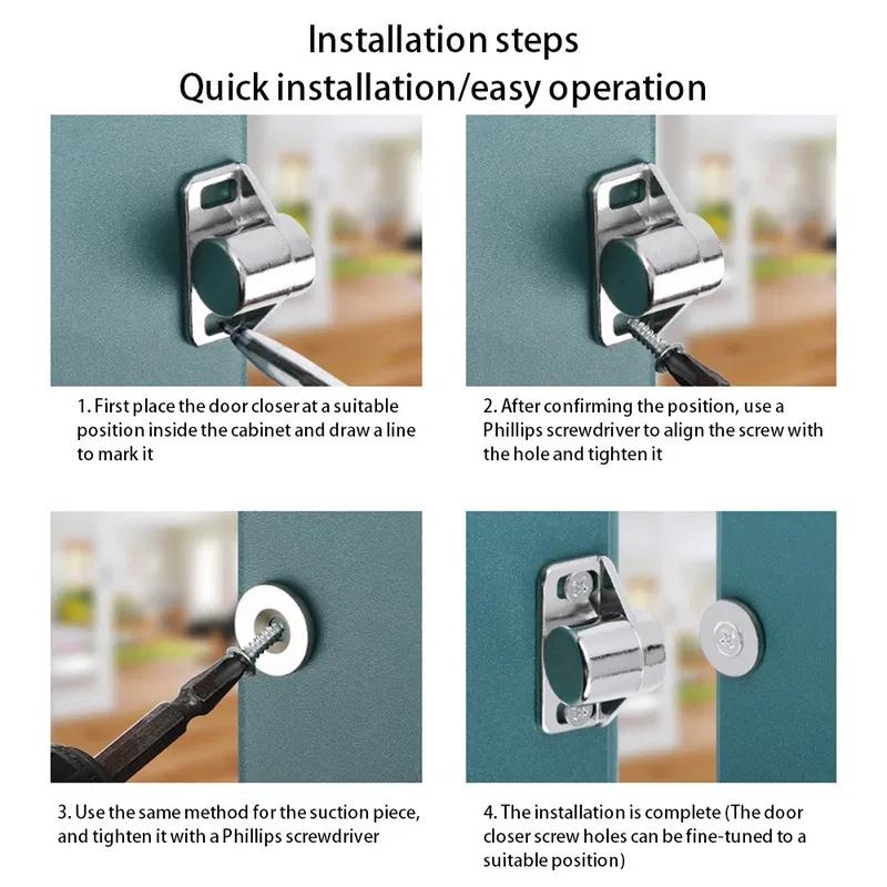 Magnetic Cabinet Latch Zinc Alloy Door Catch Furniture Door Stopper for Children Safety