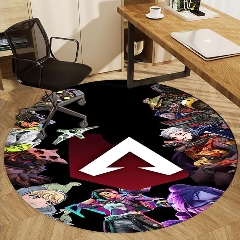 Apex Legends Pattern Round Rug, Indoor/Outdoor Mat, for Picnic, Gameroom, Bedroom, Office, Living Room, Home Decor Carpet, Birthday Gift
