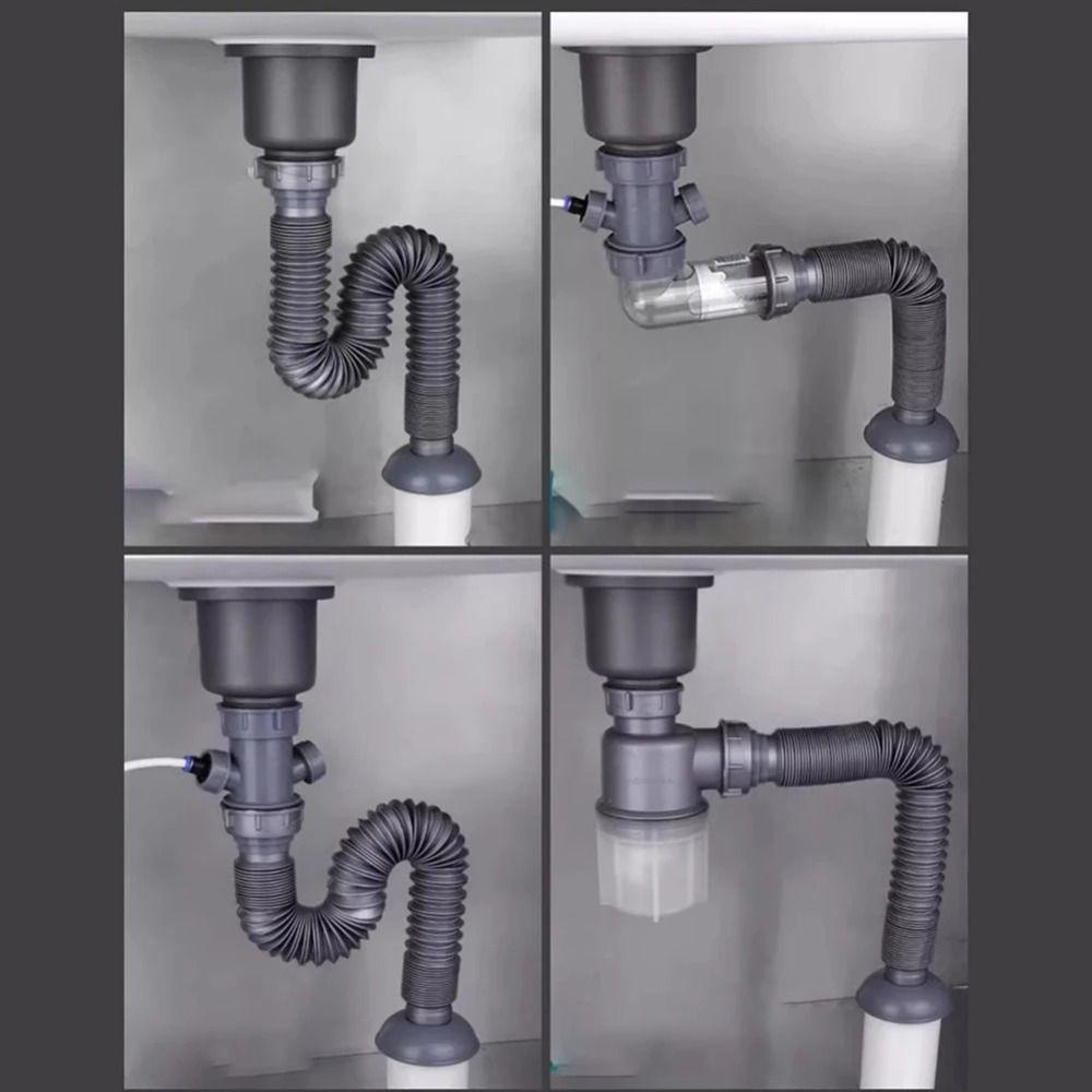1 Set PVC Kitchen Sink Drain Pipe Replacement Drain Pipe Accessories  for 32/45/56mm Interface