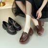 2024 New Women's Shoes Soft Leather Versatile Student Small Leather Shoes Platform Heightening Loafers British Style One-pedal Single Shoes