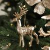 Christmas Ornaments Plastic Glitter Gold Snowflake/Reindeer/Angel Hanging Ornaments for Xmas Tree Winter Decoration