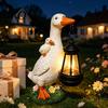 Resin Duck Statue with Flowers Garden Solar Lantern, Cute Mom And Baby Sculpture Outdoor Decor Lamp, Waterproof Light for Yard Lawn Patio