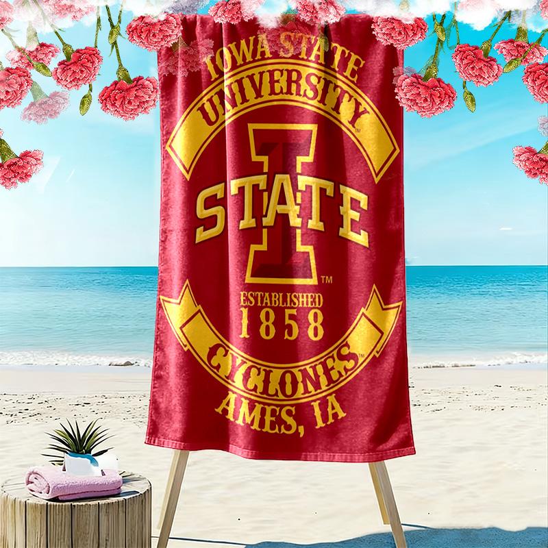 Iowa State Cyclones Print Beach Towel, Large Soft Quick Dry Towel for Beach Camping Swimming