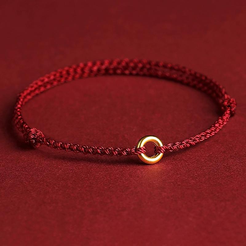 Ручное плетение круглого кольца, регулируемый счастливый красный браслет из веревки для женщин и мужчин, подвески, браслеты, браслет для друзей, любителей, благословение, подарок