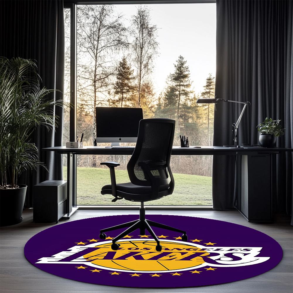 Lakers Printed Round Rug Carpet Chair Rug Area Rug Entryway Doormats,for Office Chair Living Room Bedroom Kitchen Room.