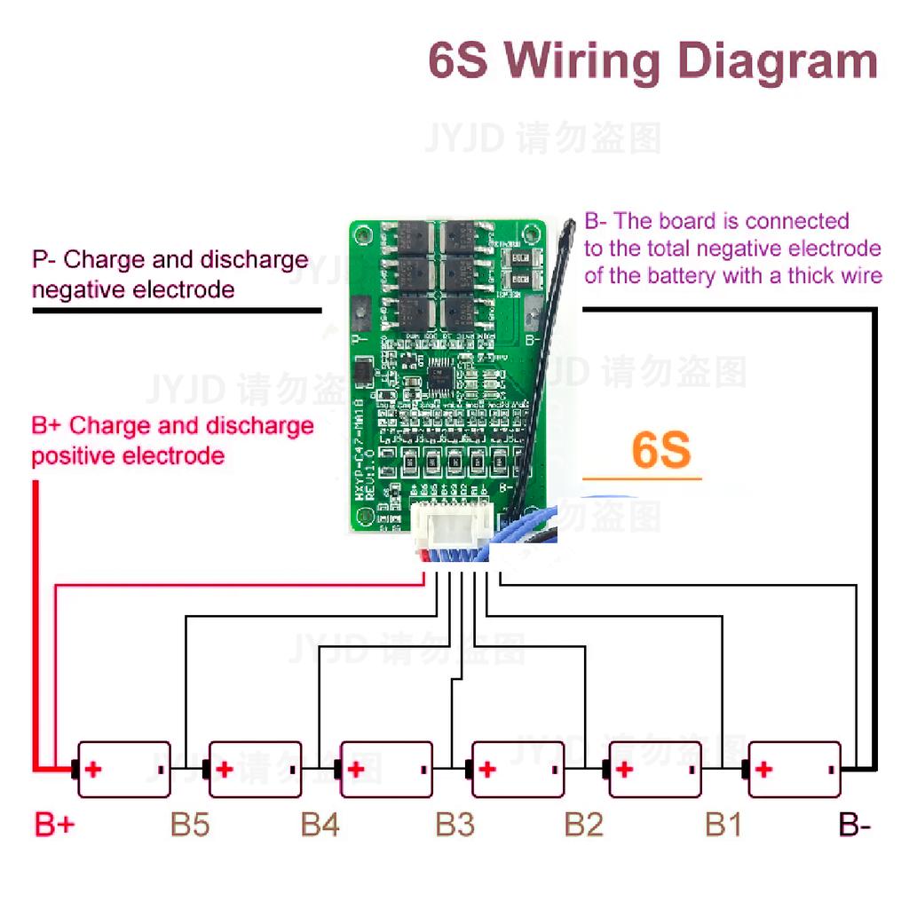 Плата защиты BMS 4S/5S/6S/7S 16.8V 21V 20A для литий-ионных аккумуляторов 18650 Li-ion Lmo Ternary, Зарядное устройство, Защита от перегрузки, Балансировка и защита от температуры