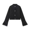 Kaslead New Arrival Women's Clothing Fashion Style Fashion Minimalist round Neck Fur Patchwork Knitted Long Sleeve Cardigan