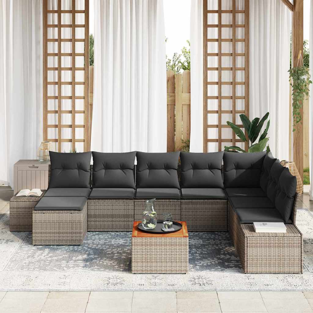 Garden Sofa Set 9 pcs Gray