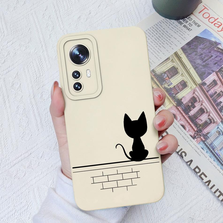 For Xiaomi 12 Pro Lite Ultra Phone Cases Butterfly Cat Heart Liquid Silicone Camera Protection Shell Cover For Xiaomi12 Bumper