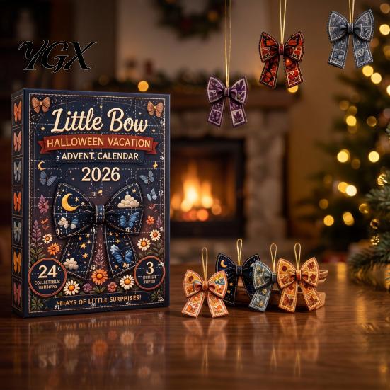 Acrylic Hanging Ornaments 24Pcs Christmas Advent Calendar with Retro 2D Flat Bow Ornaments, Decorative Holiday Countdown Set for Tree Wall And Window