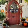 Yousheng Front Door Welcome Sign Farmhouse Rustic Round Wooden Bowknot Letter Welcome Wreath All Seasons Indoor Outdoor Porch Door Hanger Wall Hanging