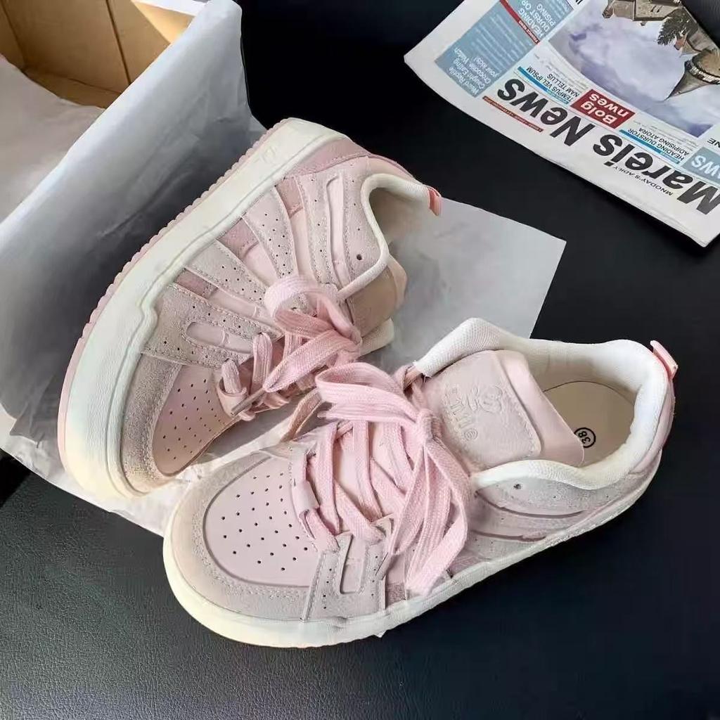 Розовые весенне-летние новые кеды на платформе niche bread shoes