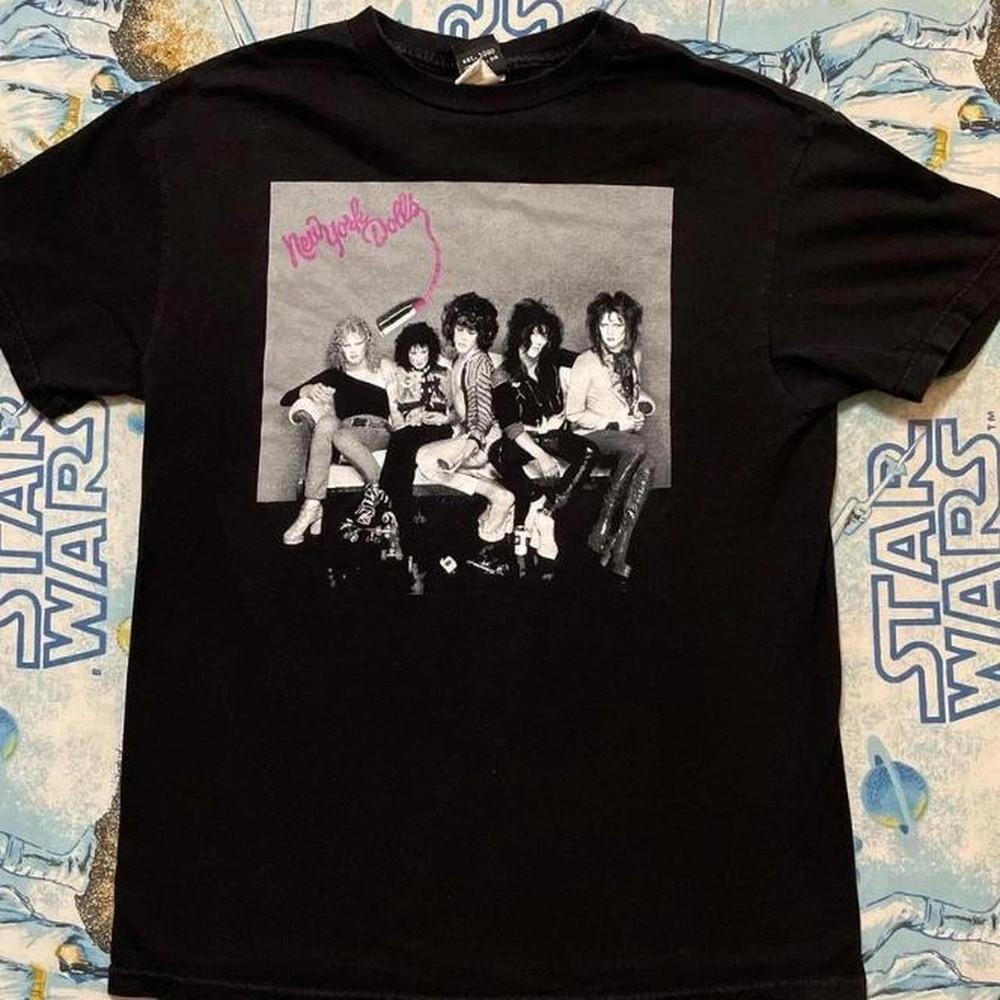 Винтаж 90-х Футболка группы New York Dolls черная футболка Мужчины Женщины S-5XL NH16867 Унисекс Футболка