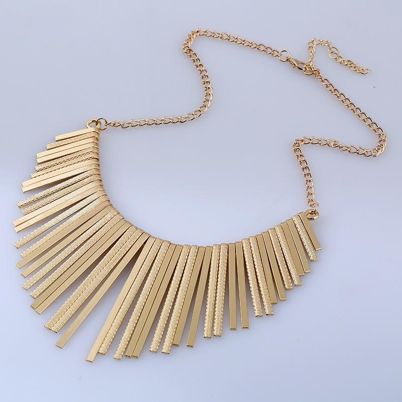 Exaggerated Personality Frosted Metal Tassel Necklace Long Clavicle Chain Necklace Neck Jewelry